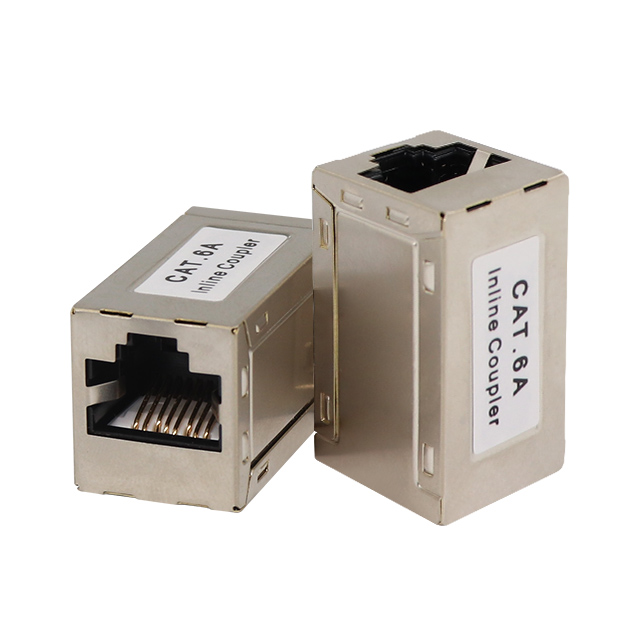 CAT6A FTP tienené 180 stupňov RJ45 Ženský kľúčový jack inline spojka